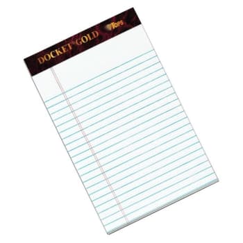 Image for TOPS® White Junior Legal Rule Docket Gold Writing Tablet 5" x 8", Package Of 6 from HD Supply