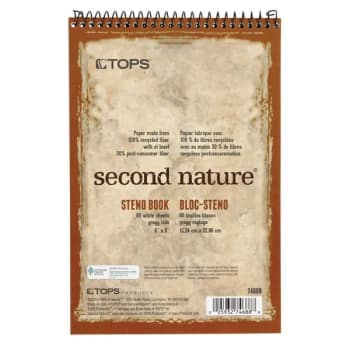Image for TOPS® Second Nature White Wire Bound Spiral Steno Notebook 6" x 9" from HD Supply