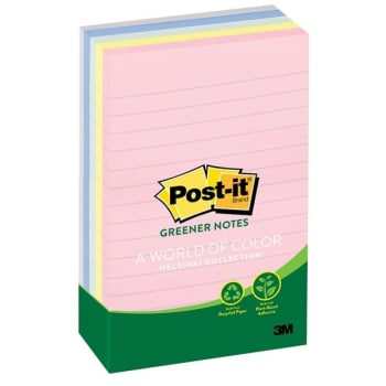 Image for Post-It® Helsinki Assorted Colors Lined Notes 4" X 6", Package Of 5 from HD Supply