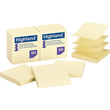 Image for Highland® Yellow Self-Stick Pop-Up Notes, 3" X 3", Package Of 18 from HD Supply