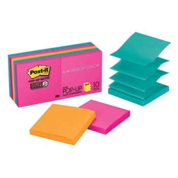 Image for Post-It® Assorted Colors Super Sticky Pop-Up Notes 3" x 3", Package Of 10 from HD Supply