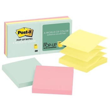Image for Post-It® Marseille Assorted Colors Pop-Up Notes 3" x 3", Package Of 6 from HD Supply