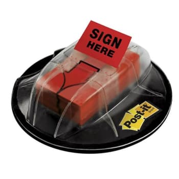 Image for Post-It® Red "Sign Here" Message Flags In Desk Grip Dispenser 1" x 1-7/10" from HD Supply