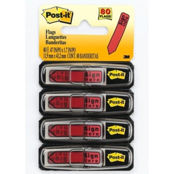 Image for Post-It® Red "Sign Here" Arrow Message Flags 1/2" x 1-7/10", Package Of 4 from HD Supply
