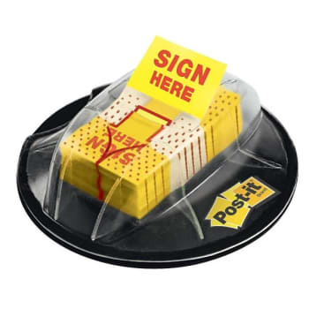 Image for Post-It® Yellow "Sign Here" Message Flags In Desk Grip Dispenser 1x1-7/10"(200-Pack) from HD Supply