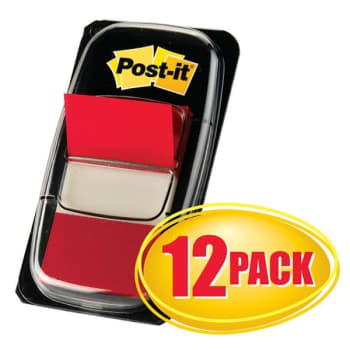 Post-It® Red Flags 1" x 1-7/10", Box Of 12