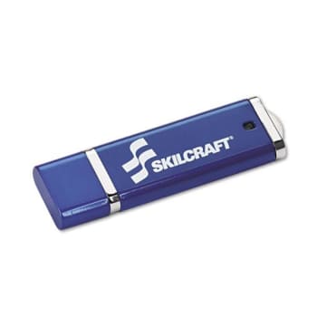 Skilcraft Usb Flash Drive With 256-Bit Aes Encryption, 4 Gb, Blue