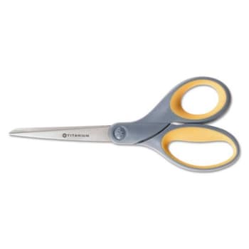Image for Skilcraft Westcott Titanium Bond Scissors, 8 Long, 3.5 Cut, Gray/Yellow Handle from HD Supply