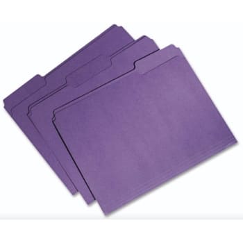 Skilcraft Recycled File Folders, 1/3-Cut 1-Ply Tabs, Letter, Purple, Pack Of 100