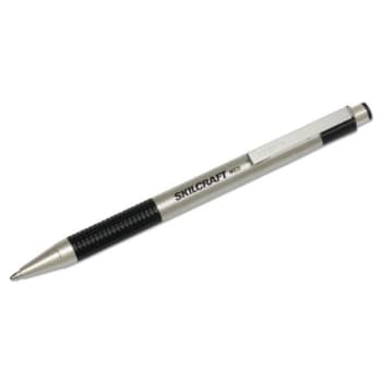 Skilcraft Zebra Retractable Ballpoint Pen, 1mm, Black Ink, Steel, Package Of 2