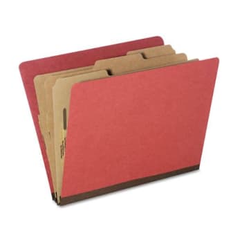 SKILCRAFT Classification Folder, 3 Dividers, Letter, Earth Red, Package Of 10