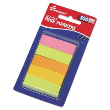 Image for SKILCRAFT Self-Stick Tabs/Page Markers, 2, Neon, Assorted, 500/Pack from HD Supply