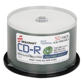 Image for Skilcraft Cd-R Recordable Disc, 700m/80 Min, 52x, Spindle from HD Supply