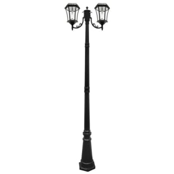 Gama Sonic® Victorian Bulb Double Solar Lamp And Post, 87-Inch, Beveled, Black