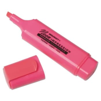 Skilcraft Flat Fluorescent Highlighter, Chisel, Fluorescent Pink, Package Of 12