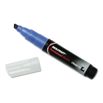Image for Skilcraft Large Permanent Marker, Broad Chisel Tip, Blue, Package Of 12 from HD Supply