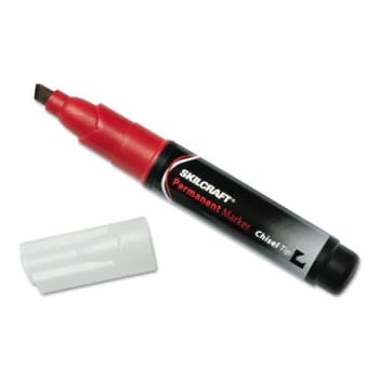 Image for Skilcraft Large Permanent Marker, Broad Chisel Tip, Red, Package Of 12 from HD Supply