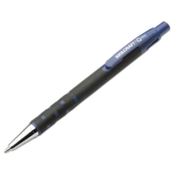 SKILCRAFT Rubberized Ballpoint Pen, 1mm, Blue Ink, Black Barrel, Package Of 12