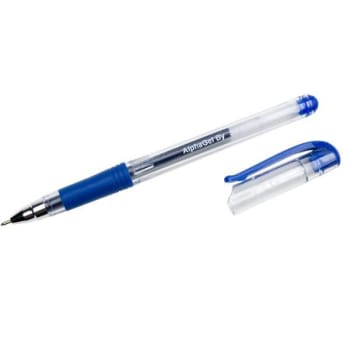 SKILCRAFT Alphagel Stick Gel Pen, 0.7mm, Blue Ink, Clear Barrel, Package Of 12