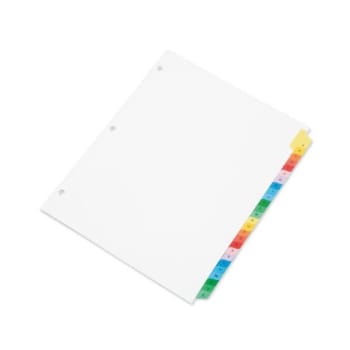 SKILCRAFT Multiple Index Sheets, 26-Tab, A To Z, 11 X 8.5, White, 1 Set