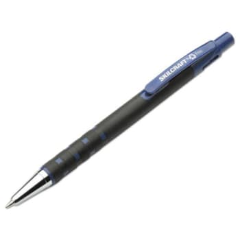 SKILCRAFT Rubberized Ballpoint Pen, 0.7mm, Blue Ink, Black Barrel, Package Of 12