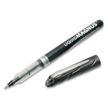 Skilcraft Liquid Magnus Stick Roller Ball Pen, 0.5mm, Black Ink, Package Of 12