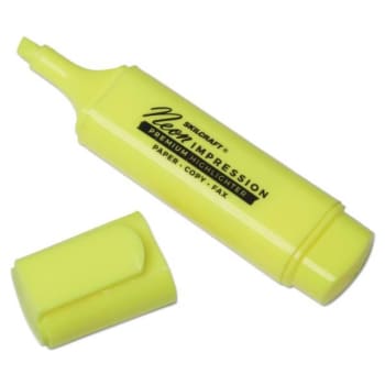Skilcraft Flat Fluorescent Highlighter, Chisel Tip, Yellow, Package Of 12