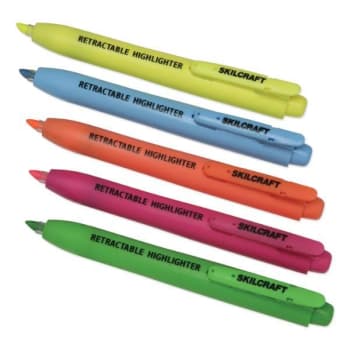 Image for Skilcraft Retractable Highlighter, Chisel Tip, Assorted Colors, Package Of 5 from HD Supply