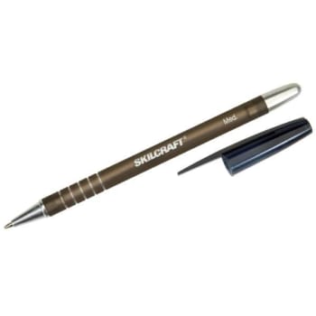 Skilcraft Rubberized Stick Ballpoint Pen, 1mm, Black Ink/barrel, Package Of 12