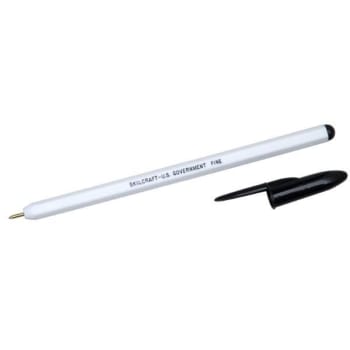 Image for Skilcraft Stick Ballpoint Pen, 0.7mm, Black Ink, White Barrel, Package Of 12 from HD Supply
