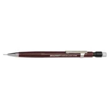 Skilcraft American Mechanical Pencil, 0.5mm, Black Lead, Burgundy, Package Of 12