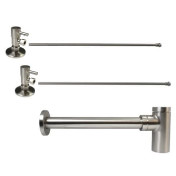 Image for Westbrass Brass Bottle Trap 1/4-Turn Lavatory Kit, Valves/risers, Satin Nickel from HD Supply