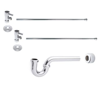 Westbrass  Brass P-Trap 1/4-Turn Lavatory Kit Valves And Risers, Polished Chrome