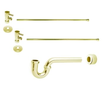 Westbrass  Brass P-Trap 1/4-Turn Lavatory Kit Valves And Risers, Polished Brass