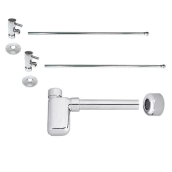 Image for Westbrass Brass Flat Trap 1/4-Turn Lavatory Kit Valves/risers, Polish Chrome from HD Supply