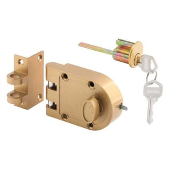Image for Defender Security Jimmy-Resistant Deadlock, Brass, Angle Strike, Single Cylinder from HD Supply
