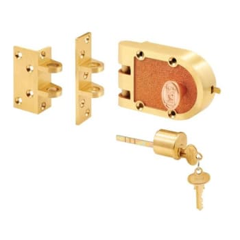 Segal Deadbolt, Solid Bronze Alloy, Brushed Brass, Angle And Flat Strike