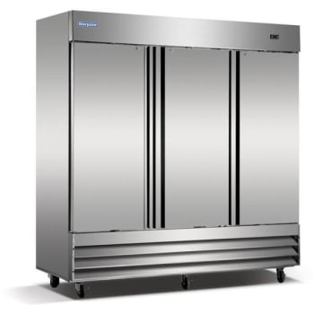 Norpole 3 Solid Door Stainless Steel Reach-In Refrigerator