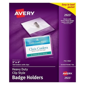 Image for Avery® Landscape Badge Holders With Clip Pack Of 100 from HD Supply