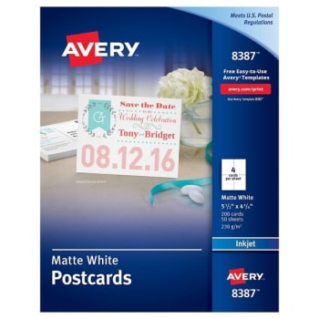 Image for Avery® Matte White Inkjet Postcards Box Of 200 from HD Supply