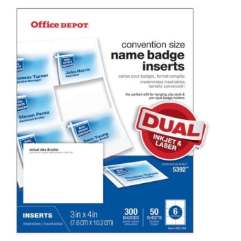 Image for Office Depot® White Badge Inserts, Box Of 300 from HD Supply