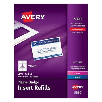 Avery 3-1/2 In. Name Badge Inserts (400-Box)