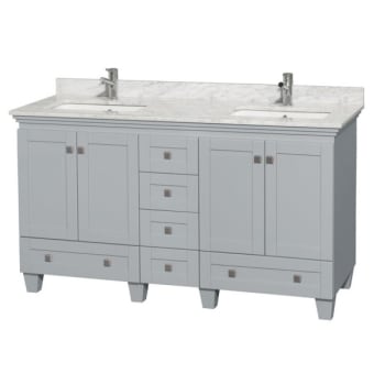 Design House Wyndham Acclaim Oyster Gray Double Bathroom Vanity 60" w/ Square Sink