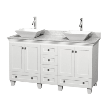Image for Wyndham Collection Acclaim 60 in. Double Bathroom Vanity w/ Vessel Sinks (White) from HD Supply