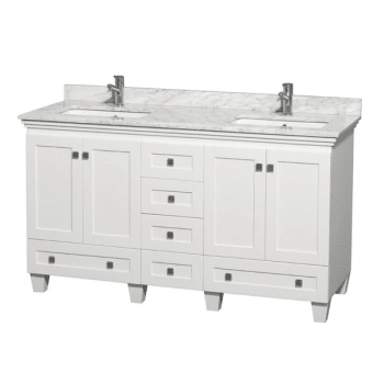 Design House Wyndham Acclaim White Double Bathroom Vanity 60" With White Square Sink
