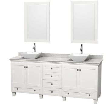 Design House Wyndham Acclaim White Double Bathroom Vanity 80" With Sink And 24" Mirror