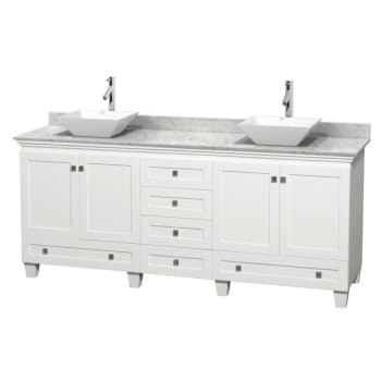 Design House Wyndham Acclaim White Double Bathroom Vanity 80" With White Rectangular Sink