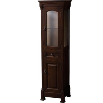 Design House Wyndham Andover Dark Cherry Solid Oak Bathroom Linen Tower Storage Cabinet 65"
