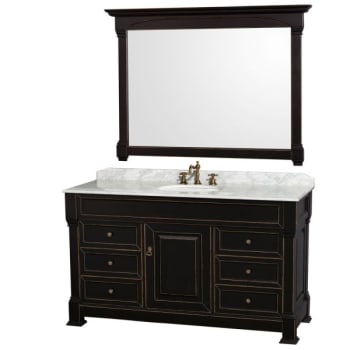 Design House Wyndham Andover Black Single Bathroom Vanity 60" With Oval Sink And 56" Mirror
