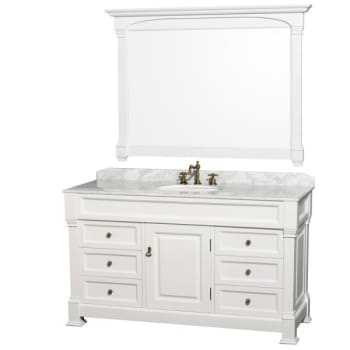 Design House Wyndham Andover White Single Bathroom Vanity 60" With Oval Sink And 56" Mirror